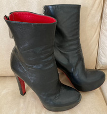 ANDREA CANCELLIERI High Heels Plateau Leder Stiefel 37 Schwarz Italy SEXY
