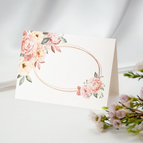 Tischkarten rosa rosen - 25,