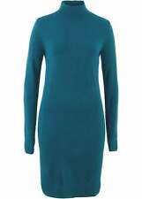 Neu Strickkleid mit Stehkragen Gr. 36/38 Blaupetrol Damen Langarm Casual-Kleid