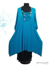 LAGENLOOK Tunika Long-Shirt Kleid türkis 44 46 48 50 52 54 56 58 L-XL-XXL-XXXL 