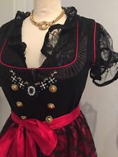 Luxus Dirndl Rot Schwarz Spitze Gold NP 290€ mit Bluse