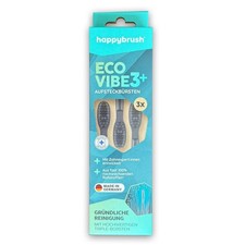 happybrush ECO VIBE 3+ Aufsteckbürsten AllBlack – 3er Pack vegan, Aktivkohle