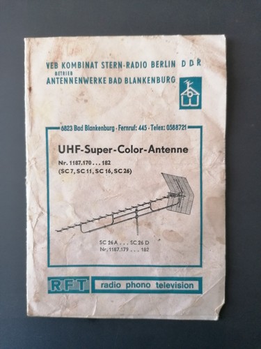 Ddr uhf antenne anleitung veb - uhf,