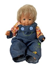 Corolle 88/4 Spielpuppe Junge blonde,blau-grüne Augen Latzhose vintage Puppe