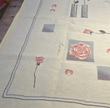 LU-TEX Dickes Tischtuch Gobelin Tischdecke  Baumw. 135x130 Rosen Nur 1xbenutzt