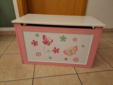 ? Kindermöbel Spielzeug-Truhe Sitzbank rosa mit Schmetterlingen ?