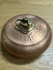 Kupfer Wärmflasche Bettwärmer, 18cm Durchmesser, Gedengelt, Vintage