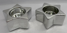 WEIHNACHTEN - Teelicht-Leuchter - Stern -  silber  - 2  Stück