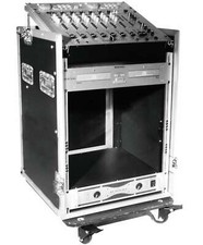 12 / 10 HE Flightcase Winkelrack Kombicase DJ L-Rack Spezial Kombi Case Rollen