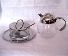 2x WMF Glas mit Cromargan: Milchkännchen + Geleedose Marmeladendose Parmesan