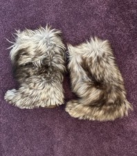 Echtfell Stiefel VINTAGE Winter Schnee Fellstiefel Pelz 70er braun cognac  39/40