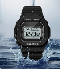 Herren Armbanduhr Digitaluhr mit Beleuchtung Alarm Stoppuhr Datum Wasserresisten