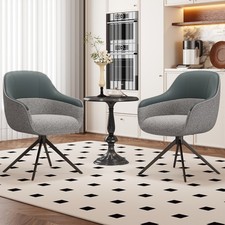 2 Drehbare Essstühle mit Kunstleder-Stoff-Kombination, hoch gepolstert, mit höhe