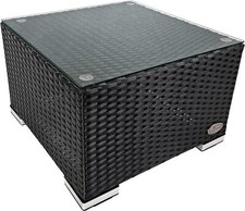 Beistelltisch Rattan Couchtisch Teetisch Polyrattan Tisch Gartentisch Schwarz