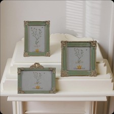 Nostalgische Bilderrahmen eckig Gold Grün 4Varianten Clayre & Eef Brokant Vintag