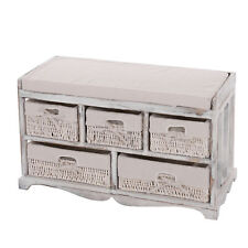 Kommode und Sitzbank mit 5 Schubladen, 45x77x36cm, Shabby-Look, Vintage weiß