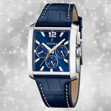 Festina Herrenuhr Leder blau