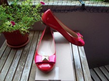 Kate Spade New York Ballerinas Gr. 40,5 (9,5) Lackleder rot, Schleife pink gold