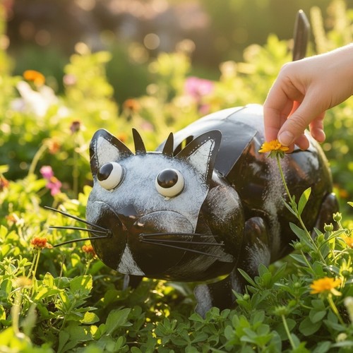 Katze gartenfigur metall - gartenfigur,