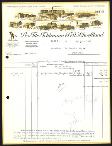 Rechnung bern 1936 fils - rechnung,