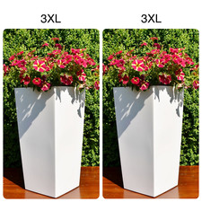 Blumenkübel weiß Eckig Hochglanz SET 2x XXXL (H:75cm) Blumentopf Pflanzkübel