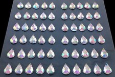selbstklebende Schmucksteine/ Glitzersteine Tropfen 5 x 8 mm silber irisierend