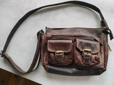 Echtleder Handtasche Umhängetasche Braun Green Burry Leather