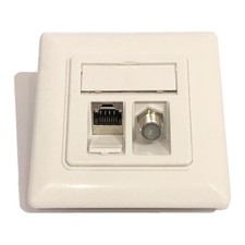 Netzwerk Dose Kombi Cat6a LAN 500 MHz 10 GB + SAT Antenne F Keystone Modul UP