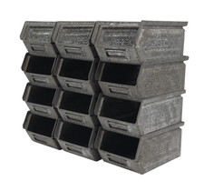 12x Schäfer Kästen LF 0,9l 163mm Zink Sichtlager Box Lagerfix Stahl Kiste 1957