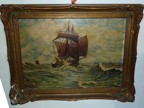ölbild segelschiff bei - Ölbild, “segelschiff