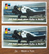 2 Sticker Aufkleber Lufthansa Airline Flugzeug Junkers Ju 52 Berlin Tempelhof