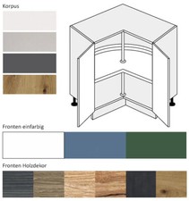 Eckunterschrank Küchenschrank 2-türig 90x90cm Farbe wählbar (SI-D12/90/kosz)