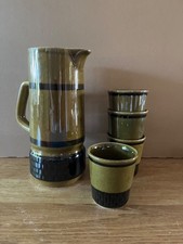 DDR Keramik Krug Wasser Saft Wein mit  Becher VEB Steingutwerk Elsterwerda 70er