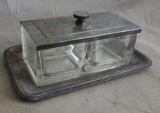 altes Tischset versilbert Marmeladetopf Alpacca schwerversilbert