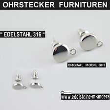 Edelstahl Ohrstecker Rund Ohrringe Flache Ohrschmuck 8mm Rohlinge mit Öse DIY