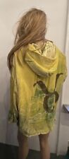 People Of The Labyrinths Jacke Samt Gelb Grün Druck Vintage L/XL Designer Top