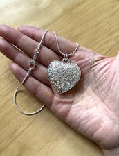 Hochwertig Silber 925 Schlangenkette 65cm blumig Herz Anhänger 3cm Damen Herren