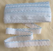 Schöne Alte weiße Spitzenborte mit hellblauer Stickerei.  15 Meter lang !