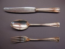 Tafel-Besteck "Hans-Joachim", Messer, Gabel, Löffel, Silber 800 Halbmond, 145 g