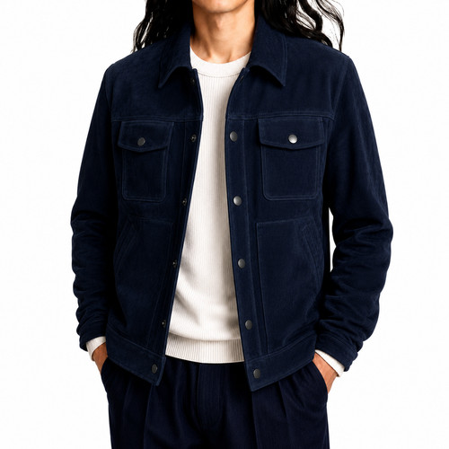 Herren marineblau lederhemd - herren,