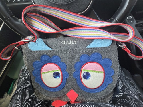 Oilily owl applique small gray - owl,