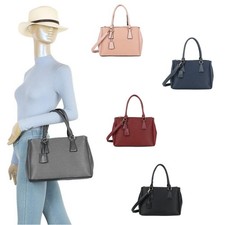 Boutique feine Streifen vorne Damen Kunstleder Medium Beuteltasche Schulter Handtasche