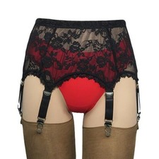 Strapsgürtel englische Strumpfhalter 6 Straps mit Metallclips schwarz