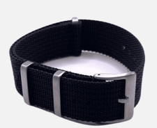 Uhrenarmband NATO Strap FLUCO „Field Cotton“ 21 mm in Schwarz, Made in Germany