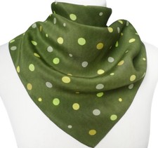 hochwertiges Damen Seidentuch Halstuch Nickituch Tuch Punke grün gelb grau 1406