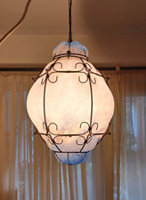 Venezianische Deckenleuchte mundgeblasen, 70er Jahre, Muranoglas, Metall