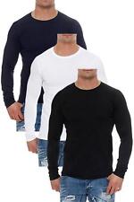 Herren Langarm Shirt 3er Pack Set Longsleeve T-Shirt Sweatshirt Rundhals Basic