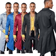 Herren Jacke Farbenblock Tailcoat Wandern Rock Kostüm Patchwork Mantel Piraten