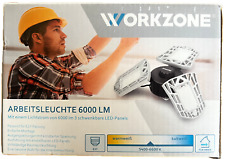 WORKZONE Arbeitsleuchte 6000lm LED 3 schwenkbare Panels E27 EEK E