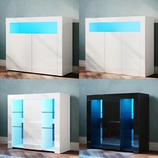 Highboard Wohnzimmerschrank mit LED Beleuchtung Sideboard Anrichte Hochglanz